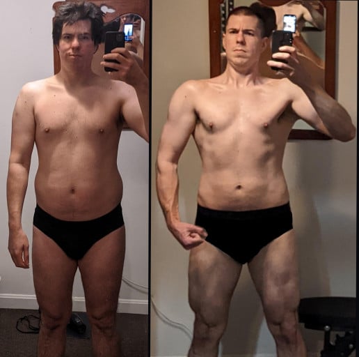 6 foot 1 Male Before and After 33 lbs Fat Loss 220 lbs to 187 lbs