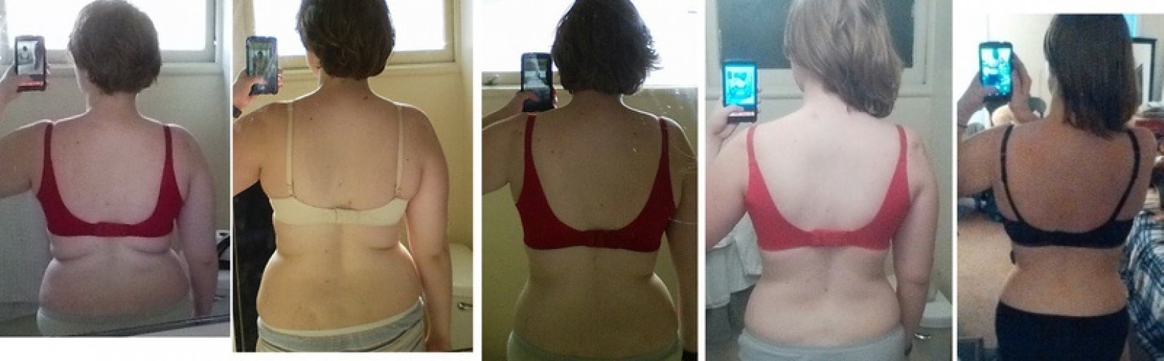 A progress pic of a 5'9" woman showing a weight reduction from 198 pounds to 157 pounds. A total loss of 41 pounds.