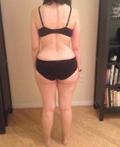 A before and after photo of a 5'11" female showing a snapshot of 179 pounds at a height of 5'11