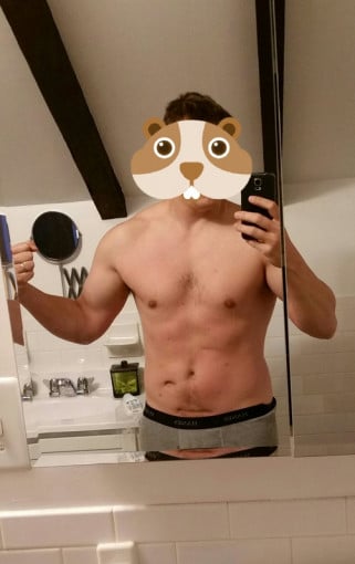 A picture of a 5'9" male showing a fat loss from 200 pounds to 189 pounds. A respectable loss of 11 pounds.