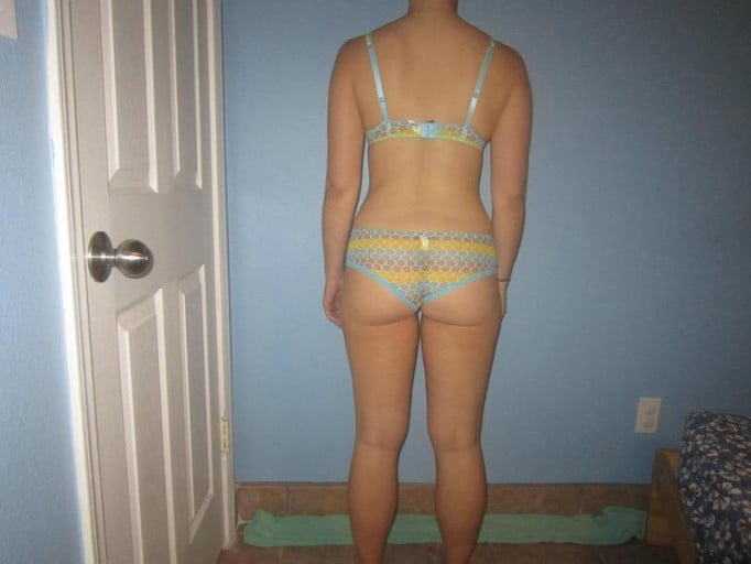 A progress pic of a 5'6" woman showing a snapshot of 143 pounds at a height of 5'6