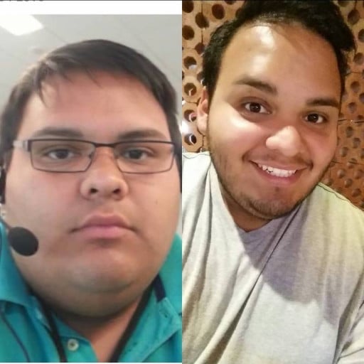 A progress pic of a person at 393 lbs