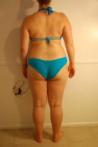 A progress pic of a 5'6" woman showing a snapshot of 183 pounds at a height of 5'6
