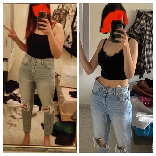 Before and After 23 lbs Weight Loss 5'7 Female 143 lbs to 120 lbs