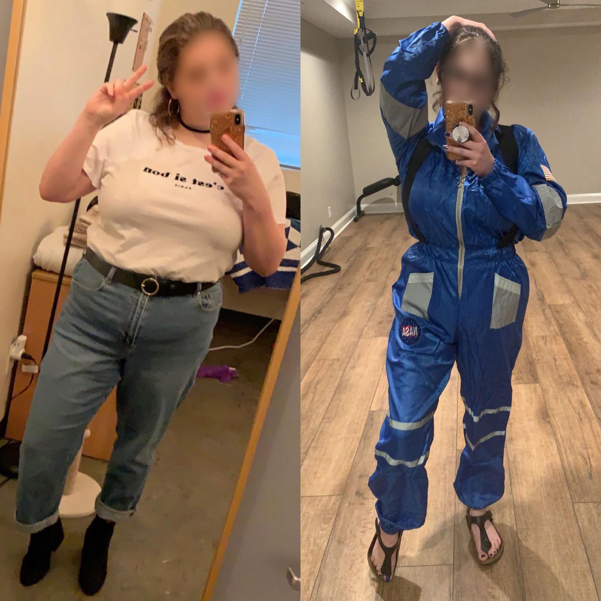 Before and After 52 lbs Fat Loss 5 foot 5 Female 208 lbs to 156 lbs