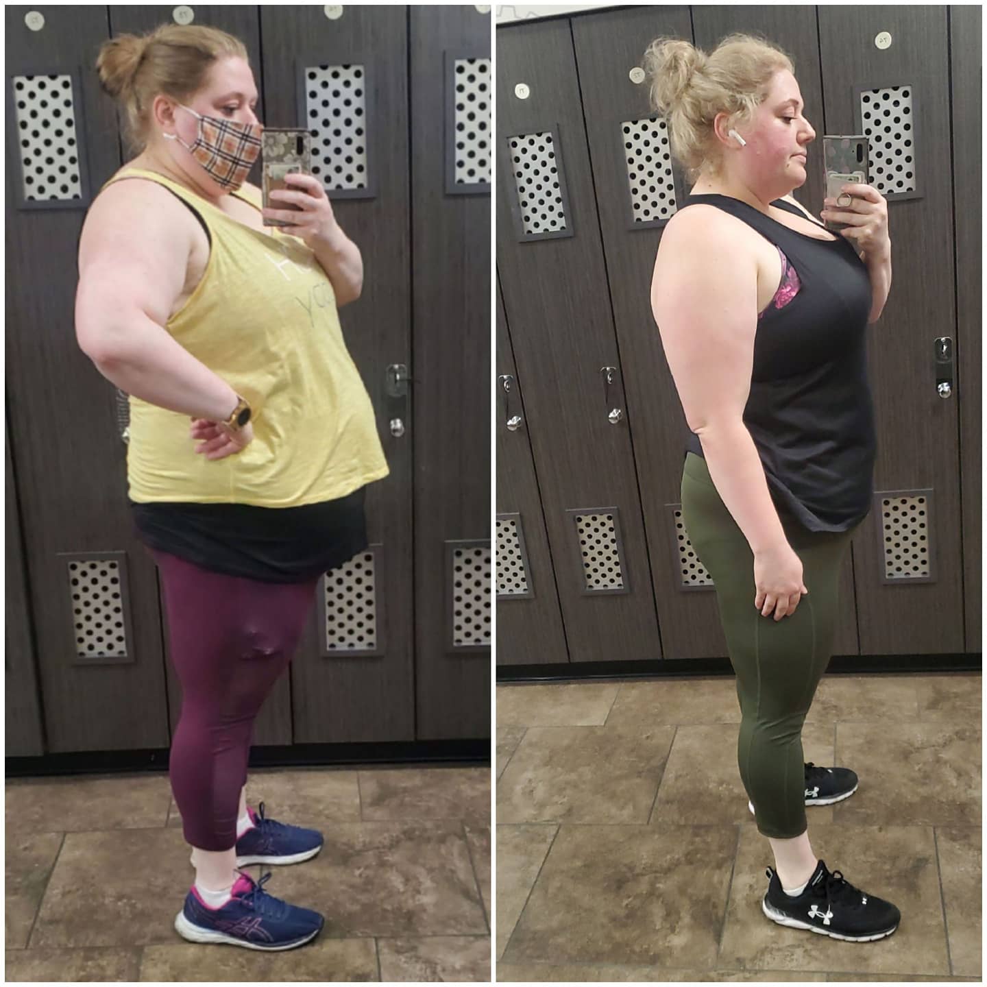 5'7 Female Before and After 75 lbs Weight Loss 325 lbs to 250 lbs
