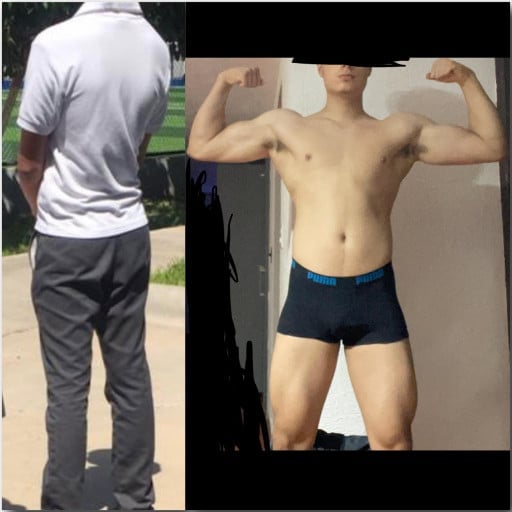 6'2 Male Progress Pics of 43 lbs Muscle Gain 144 lbs to 187 lbs