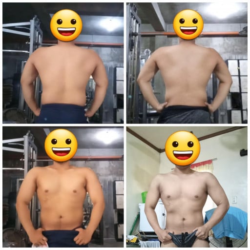 5 foot 4 Male Progress Pics of 22 lbs Fat Loss 176 lbs to 154 lbs