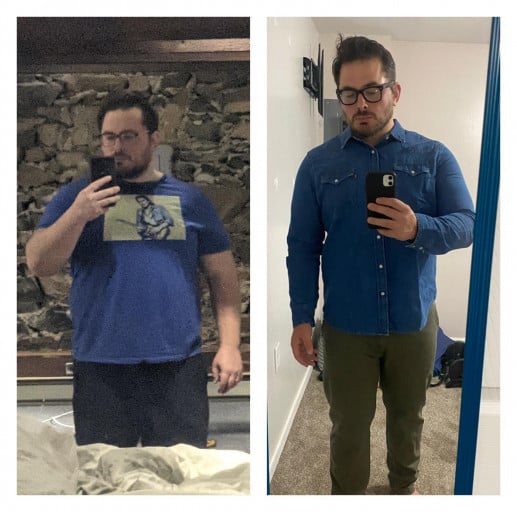 60 lbs Fat Loss Before and After 5'10 Male 315 lbs to 255 lbs