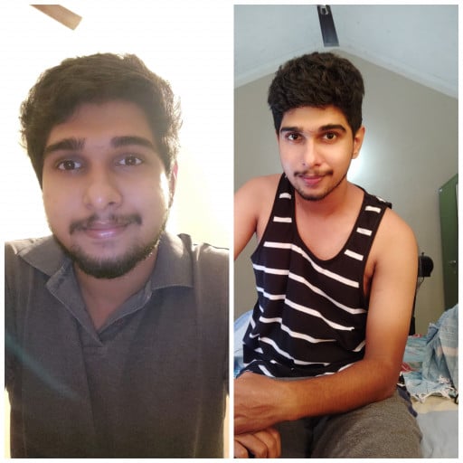 22 lbs Weight Loss Before and After 5 foot 7 Male 165 lbs to 143 lbs