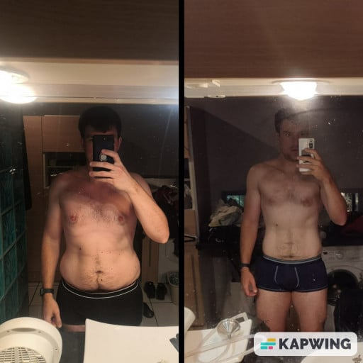 6'1 Male Before and After 17 lbs Fat Loss 215 lbs to 198 lbs