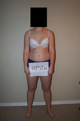 A progress pic of a 5'5" woman showing a snapshot of 149 pounds at a height of 5'5