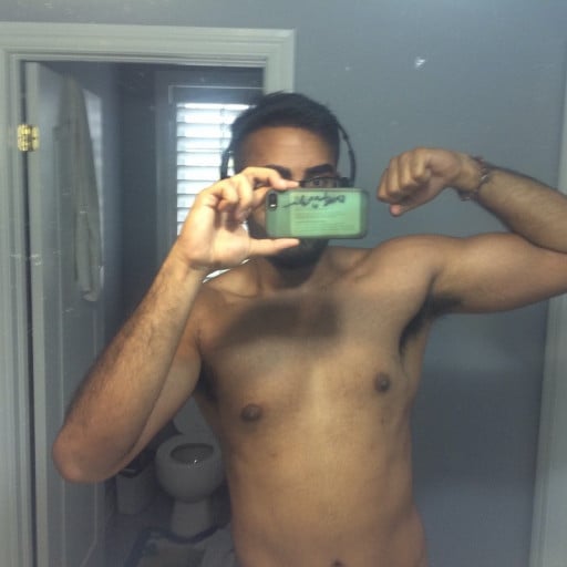 A picture of a 6'1" male showing a fat loss from 230 pounds to 196 pounds. A total loss of 34 pounds.