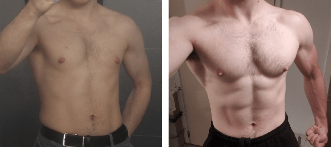5 foot 11 Male Progress Pics of 20 lbs Muscle Gain 145 lbs to 165 lbs