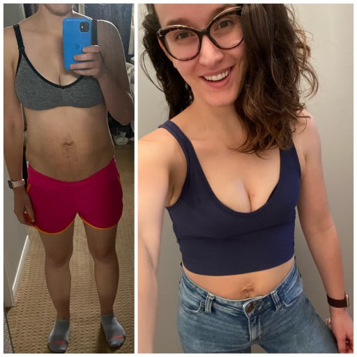Before and After 12 lbs Weight Loss 5 feet 4 Female 150 lbs to 138 lbs
