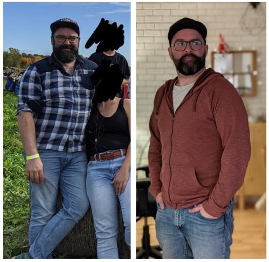 Before and After 33 lbs Weight Loss 5 feet 11 Male 265 lbs to 232 lbs