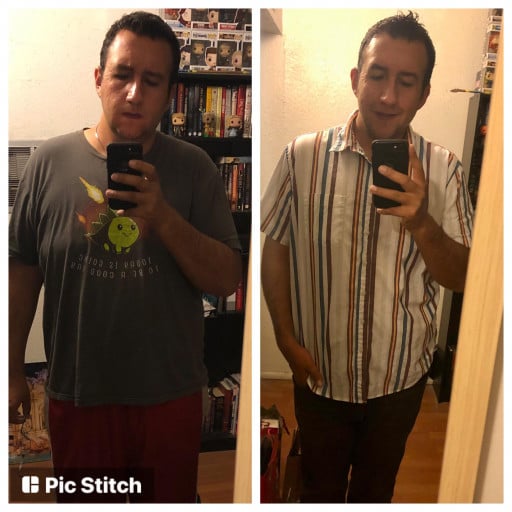 5 foot 10 Male Progress Pics of 44 lbs Fat Loss 265 lbs to 221 lbs