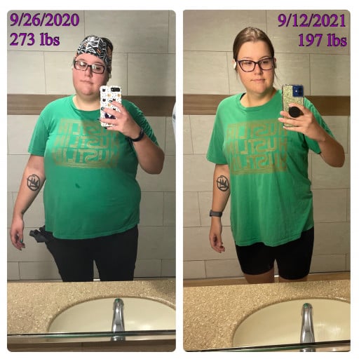 93 lbs Weight Loss Before and After 5 foot 11 Female 290 lbs to 197 lbs