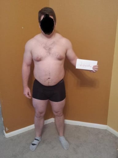 A photo of a 5'8" man showing a snapshot of 224 pounds at a height of 5'8