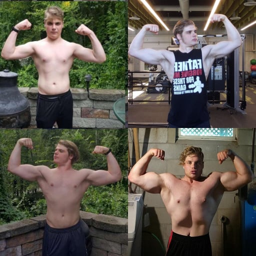 A before and after photo of a 6'0" male showing a weight bulk from 200 pounds to 240 pounds. A respectable gain of 40 pounds.