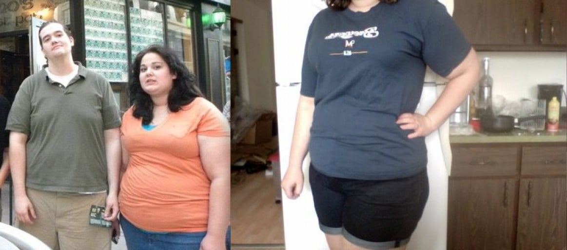 A picture of a 5'11" female showing a weight loss from 323 pounds to 276 pounds. A total loss of 47 pounds.