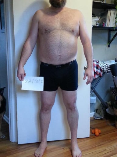 A picture of a 6'2" male showing a snapshot of 265 pounds at a height of 6'2