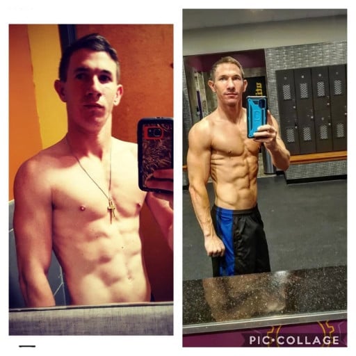 5'5 Male Before and After 25 lbs Muscle Gain 100 lbs to 125 lbs
