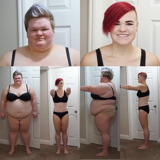 266 lbs Fat Loss Before and After 5 feet 7 Female 436 lbs to 170 lbs