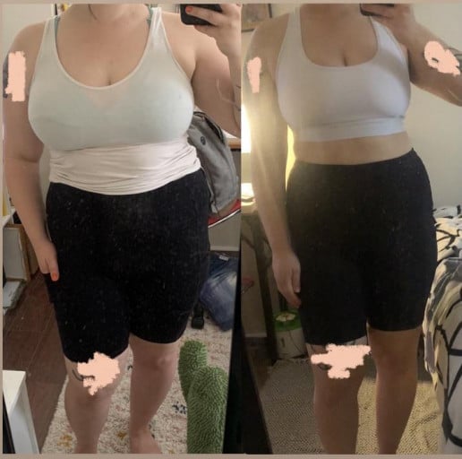Before and After 20 lbs Weight Loss 5'3 Female 179 lbs to 159 lbs