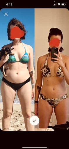 16 lbs Fat Loss Before and After 5 foot 5 Female 146 lbs to 130 lbs