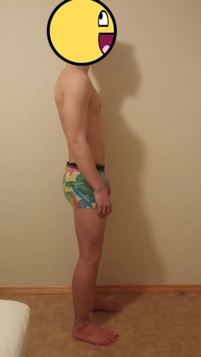A before and after photo of a 6'0" male showing a snapshot of 162 pounds at a height of 6'0