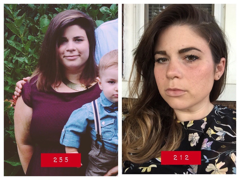 5'5 Female Before and After 88 lbs Fat Loss 300 lbs to 212 lbs