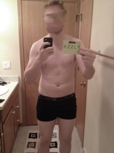 A before and after photo of a 6'2" male showing a snapshot of 190 pounds at a height of 6'2