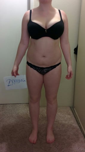 A photo of a 5'4" woman showing a snapshot of 160 pounds at a height of 5'4