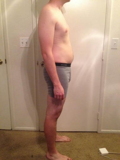 A photo of a 5'10" man showing a snapshot of 184 pounds at a height of 5'10