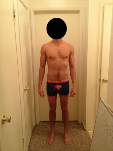 A before and after photo of a 6'1" male showing a snapshot of 160 pounds at a height of 6'1