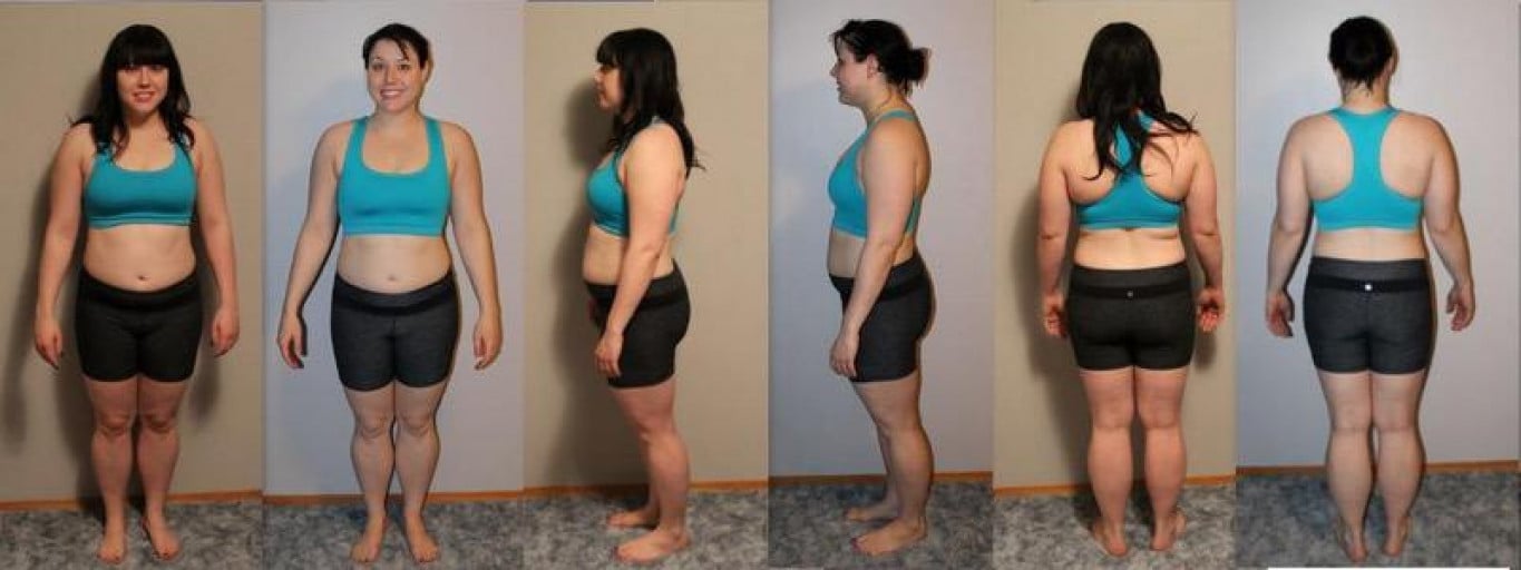 A picture of a 5'5" female showing a weight loss from 180 pounds to 171 pounds. A net loss of 9 pounds.