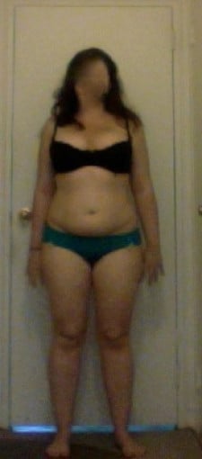 A before and after photo of a 5'6" female showing a snapshot of 186 pounds at a height of 5'6