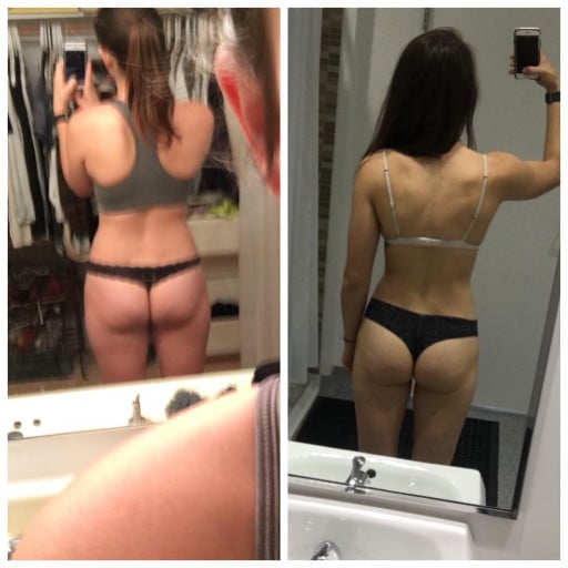 5 foot 7 Female 10 lbs Fat Loss Before and After 130 lbs to 120 lbs