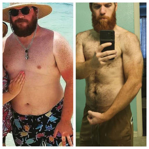 5 feet 10 Male Before and After 95 lbs Weight Loss 276 lbs to 181 lbs