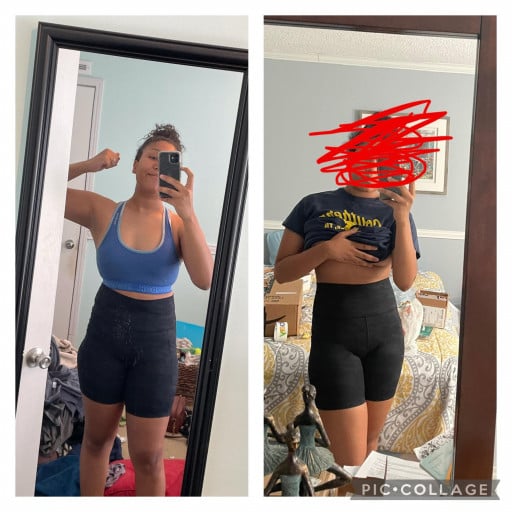Before and After 20 lbs Fat Loss 5'8 Female 200 lbs to 180 lbs