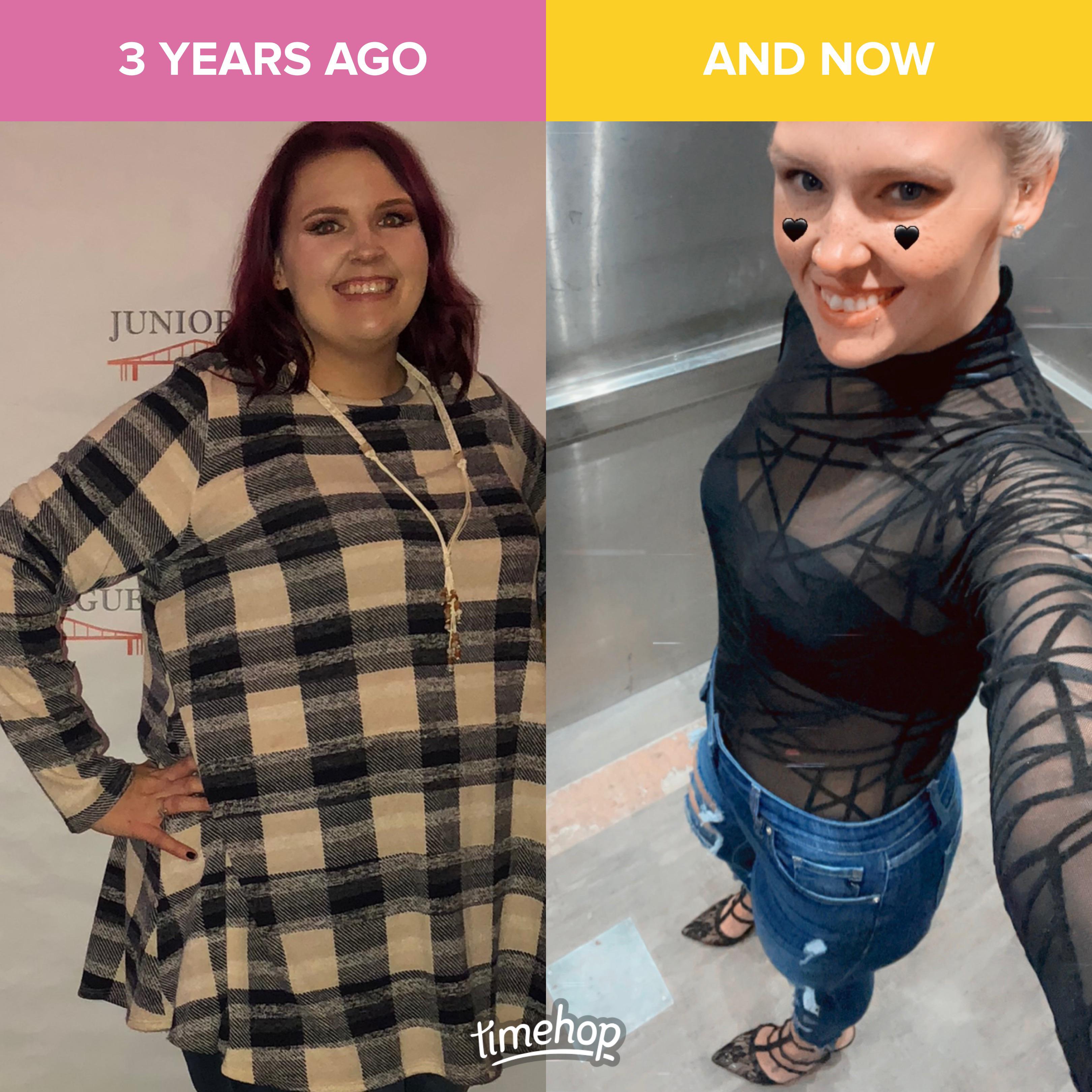 Before and After 95 lbs Weight Loss 5 feet 9 Female 256 lbs to 161 lbs