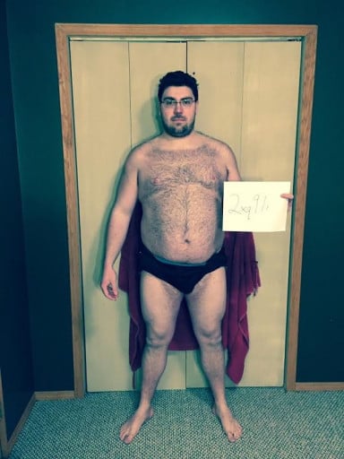 A photo of a 5'11" man showing a snapshot of 285 pounds at a height of 5'11