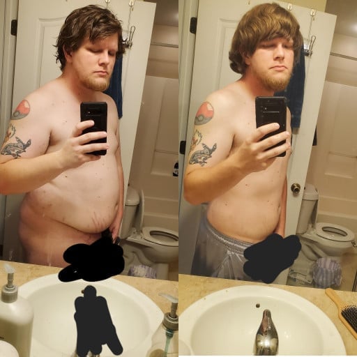 75 lbs Fat Loss Before and After 6'3 Male 284 lbs to 209 lbs