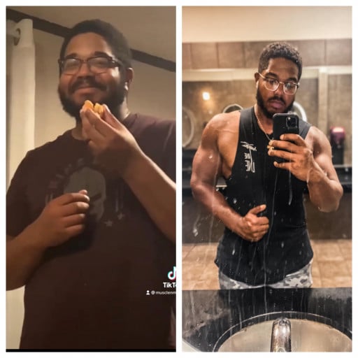 Before and After 50 lbs Fat Loss 6 foot Male 270 lbs to 220 lbs