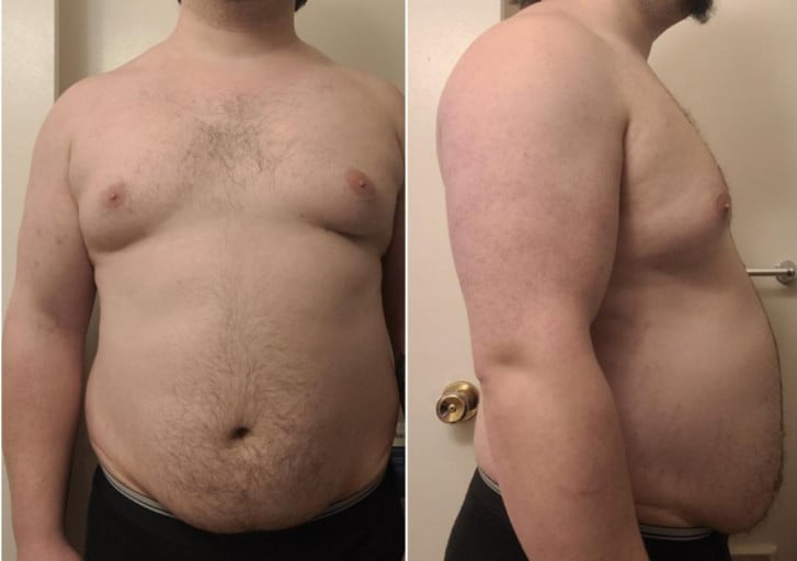 A progress pic of a 6'1" man showing a fat loss from 290 pounds to 131 pounds. A total loss of 159 pounds.