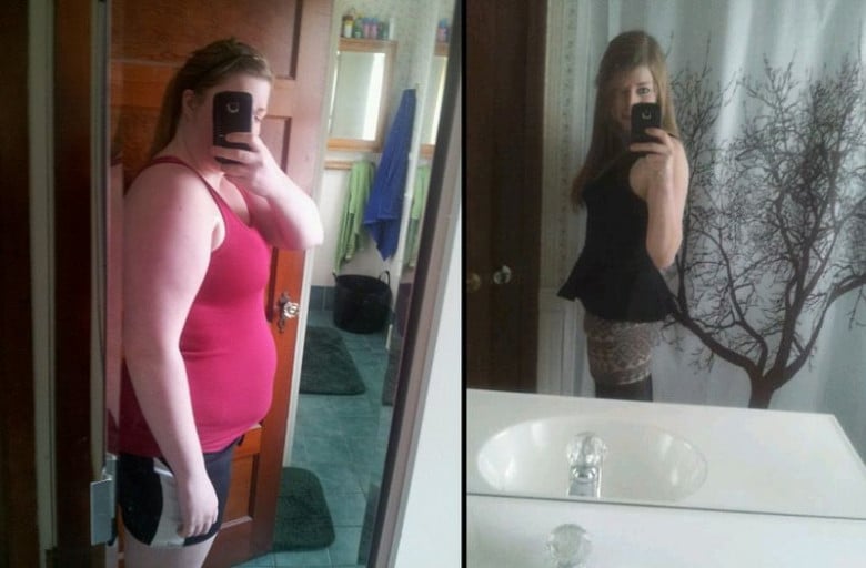 75 lbs Weight Loss Before and After 5 foot 6 Female 222 lbs to 147 lbs