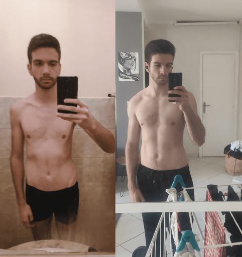 6'2 Male Before and After 27 lbs Weight Gain 138 lbs to 165 lbs