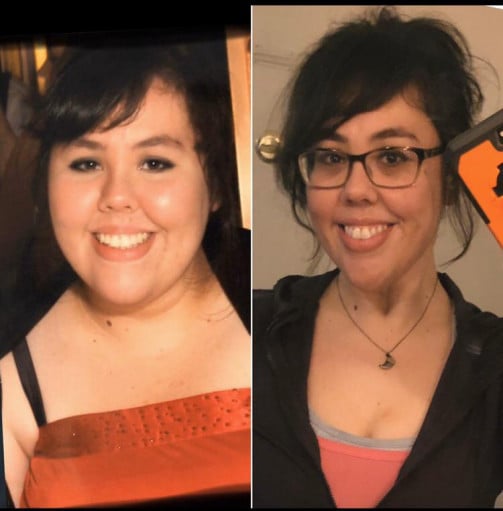Before and After 98 lbs Fat Loss 5 foot 6 Female 295 lbs to 197 lbs