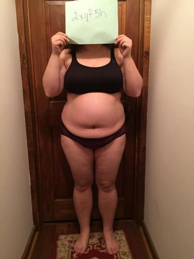 A photo of a 5'1" woman showing a snapshot of 191 pounds at a height of 5'1